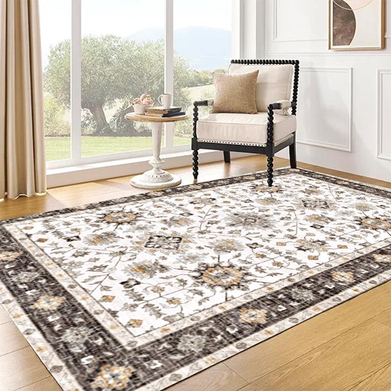 Klassisk Europeisk Tryckt Matta för Vardagsrum Heminredning Sovrum Kök Halkfria Mattor Områdesgolvmatta Tvättbara Mattor
