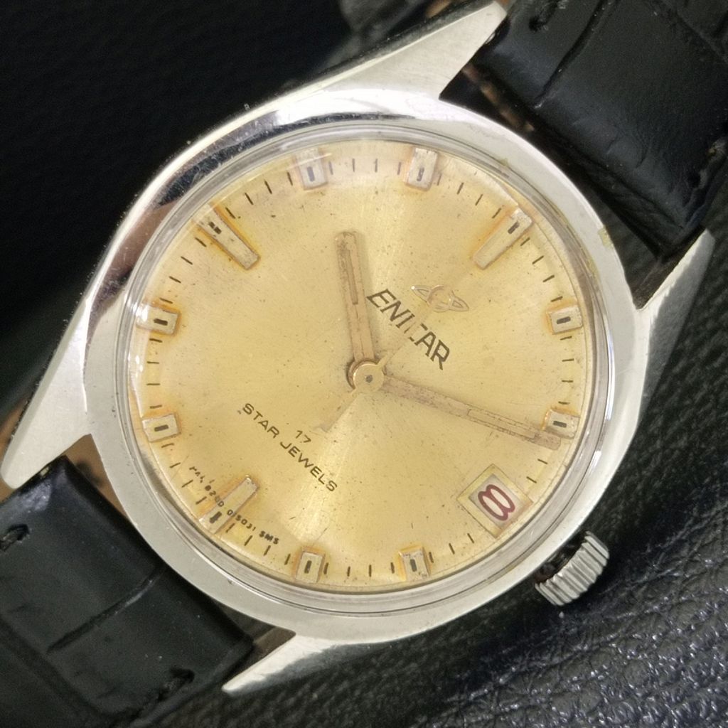 ВИНТАЖНЫЕ МУЖСКИЕ ЧАСЫ ENICAR STAR JEWELS С РУЧНЫМ ЗАВОДОМ, ШВЕЙЦАРСКИЕ, С ОРИГИНАЛЬНЫМ ЦИФЕРБЛАТОМ a703794-1