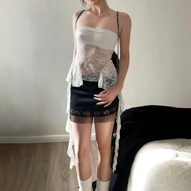 2025 Women's Sexy Lace Hollow-out Backless Fashion Ribbon Crop Top - Slim Fit Bustier Outerwear for Women