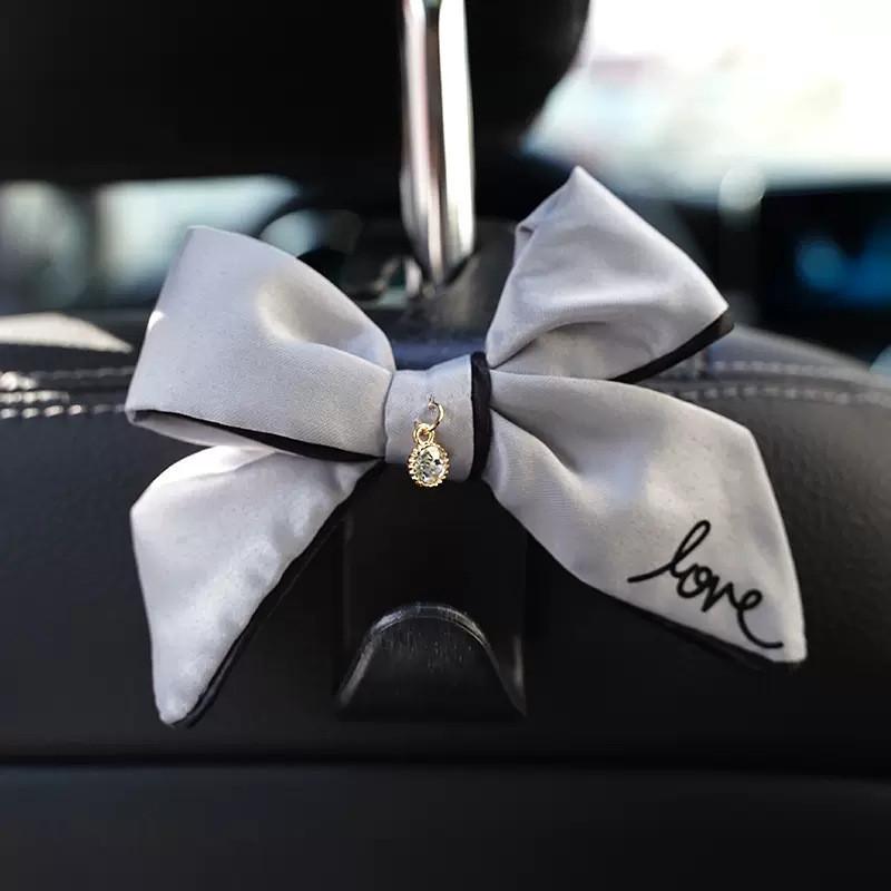 Creative Car Butterfly Bow Hook Multi-functional Backseat Hook For Car Interior Abs+cloth Bow Black Love Butterfly Bow Black Hook