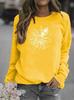 Sunflower Print Round Neck Women's Hoodie