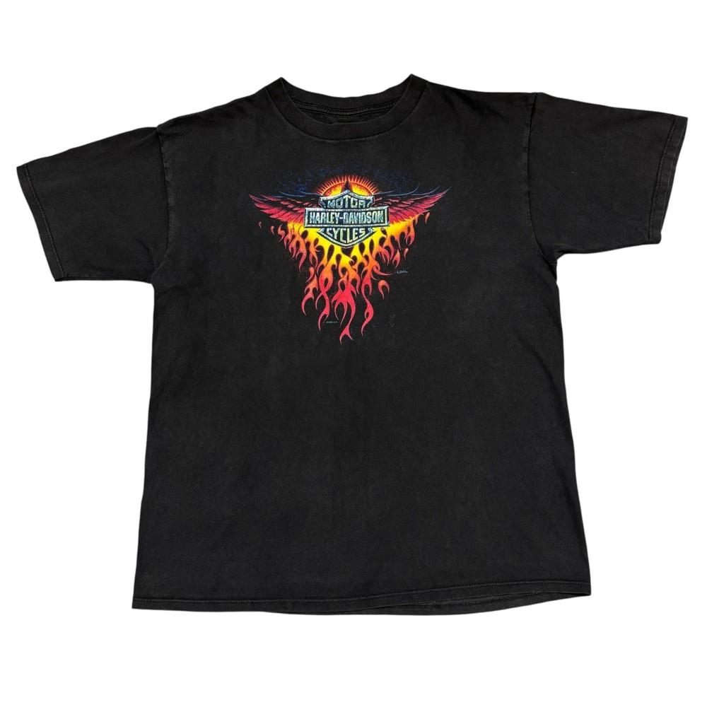 

Vintage Harley Davidson Flame Shirt XL Black 90s Made In Usa Motorcycle Biker Unisex T-Shirt S