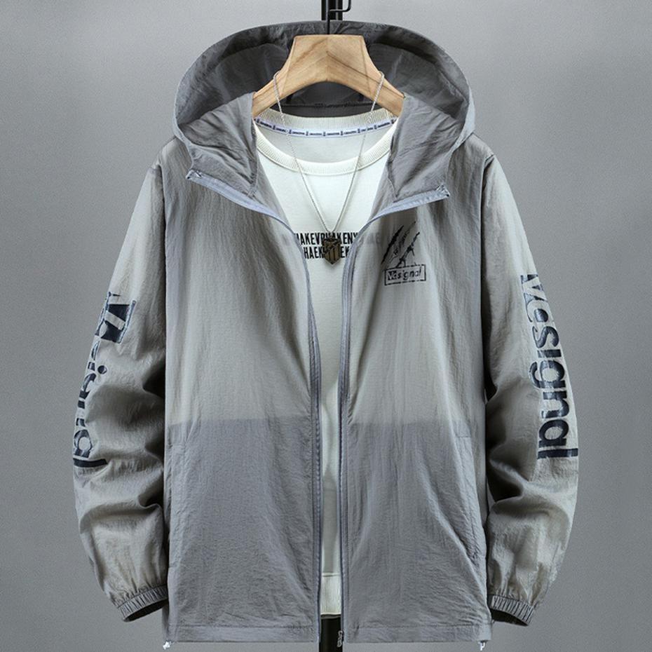 10XL 9XL Duże Rozmiary Kurtki Letnie Męskie Ochrona Przed Słońcem Osłony Przeciw Słońcu Ultralekkie Kurtki z Kapturem Wiatrówki Męskie Duże Rozmiary 8XL Kurtki