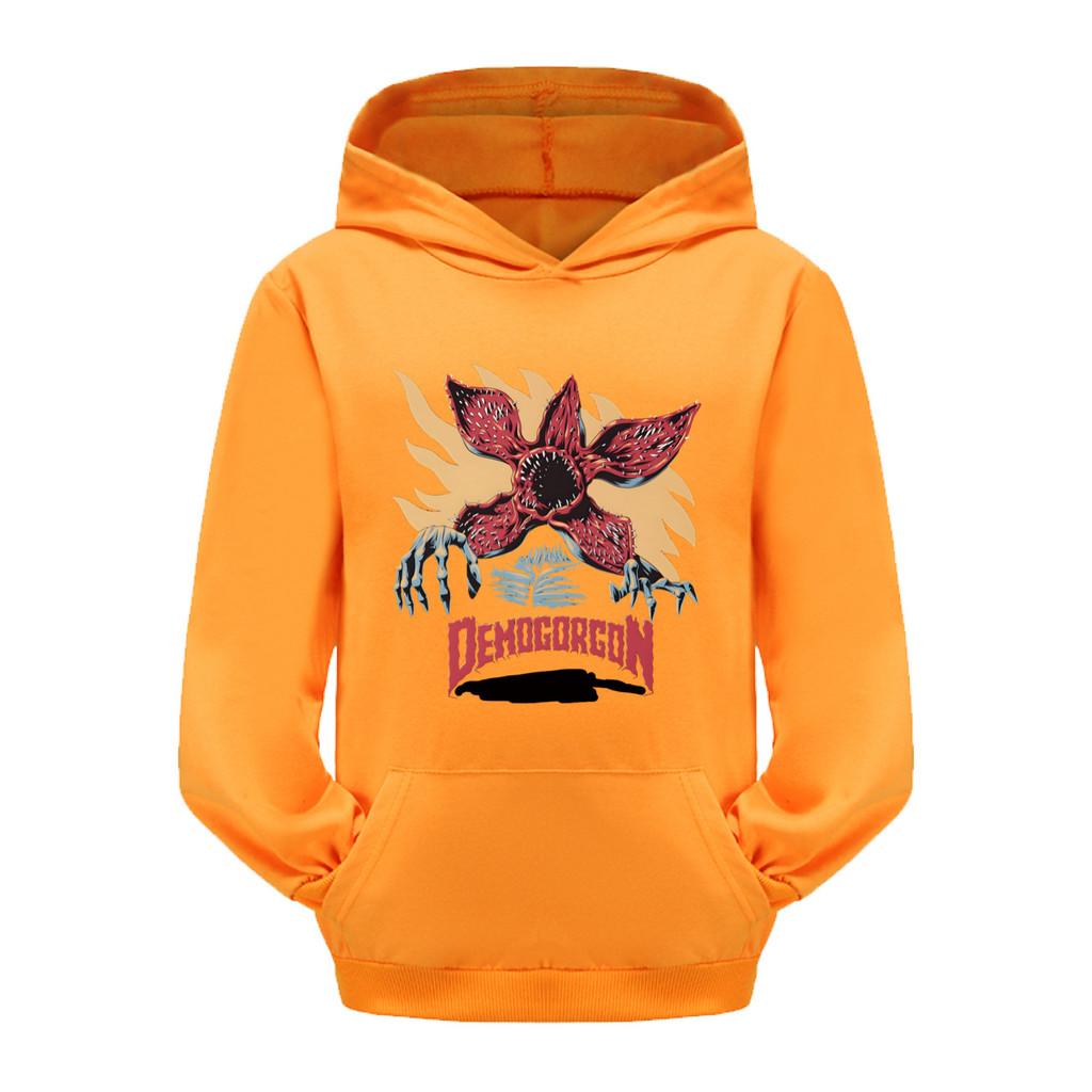 5385 Kinder Jungen Mädchen Stranger Aufdruck Lässiger Langarm-Hoodie Top