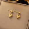 Retro Temperament Love Heart Stud Earrings for Women Classic Simple Gold Color Stainless Steel Trendy Jewelry Accessory Fastness