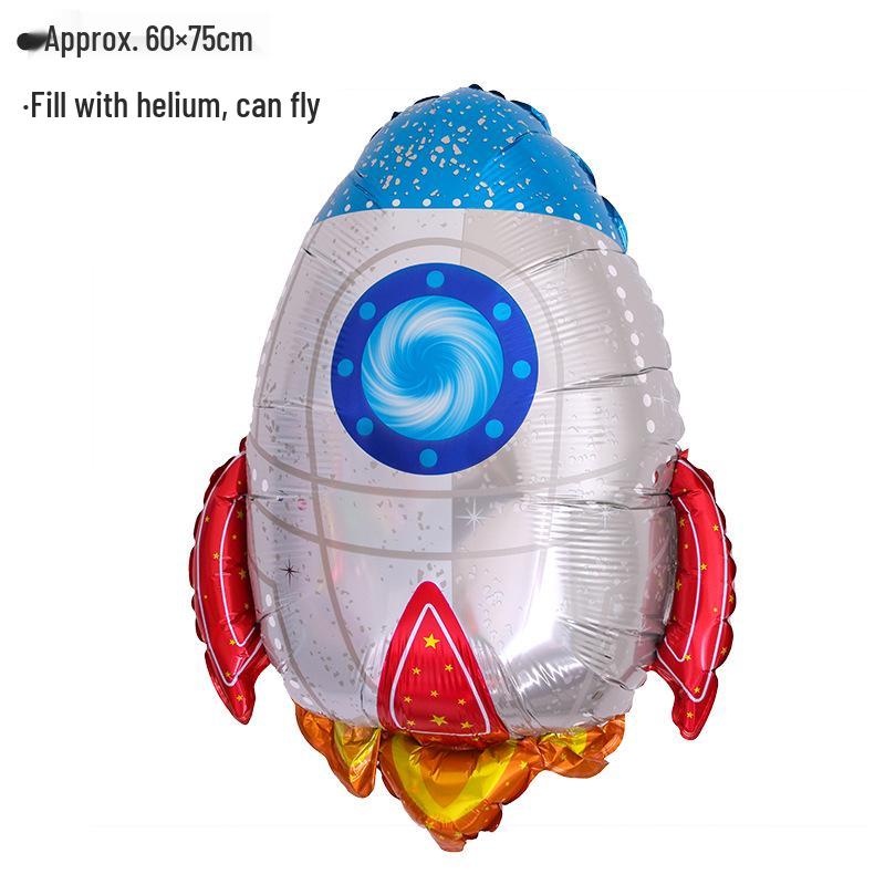 Large Space-Themed Cartoon Balloon Set: Astronaut, Spaceship, Sci-Fi, Anime Party Decorations