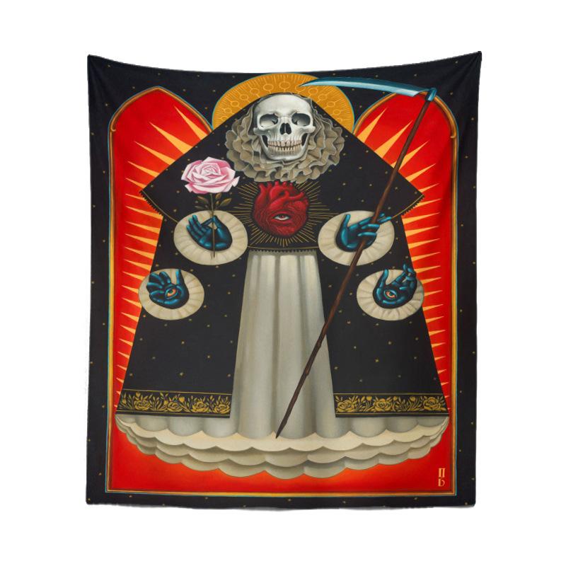 Bedroom Living Room Tapestry Horror Skull Tapestry Halloween Black and White Ghost Tapestry Tapestry Home Decor