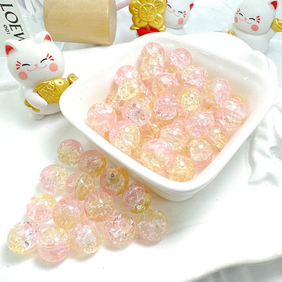 10mm Crackle Glass Round Beads, Loose Spacer Beads DIY Accessories for Bracelet Making 50pcs