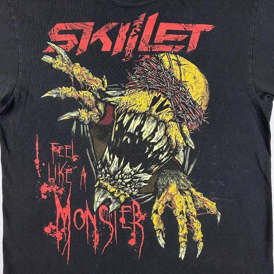 Винтажная ЧЕРНАЯ ФУТБОЛКА UNISEX SKILLET I FEEL LIKE A MONSTER CONCERT S