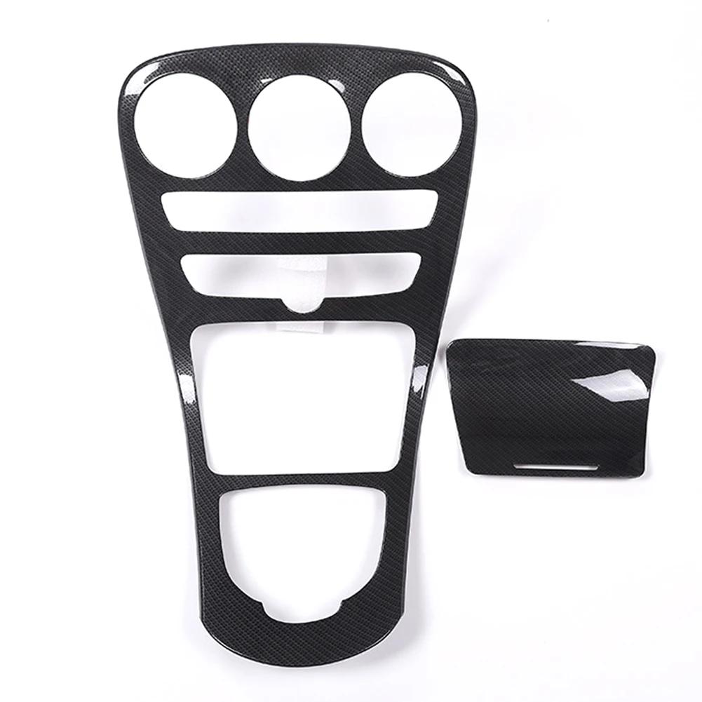 2 st/set Bil Mittkonsol Växelväljare Panel Cover Trim Kolfiber Mittkonsol Ram Klistermärke För Mercedes Benz C GLC 15-18