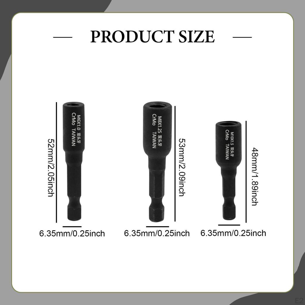 3 Stück Aufhängerbolzen-Einsätze Bohrschrauber-Bits für doppelseitige Schrauben Robust