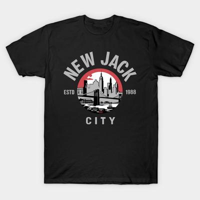 Asian Size Men Black Print T-shirt New-Jack-City No-Cut Heat Transfer Print Cotton Tshirt