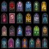 50 Colored Windows Colored Church Pet Handbook Creative Collage Retro European Architecture Stickers Diy Luggage