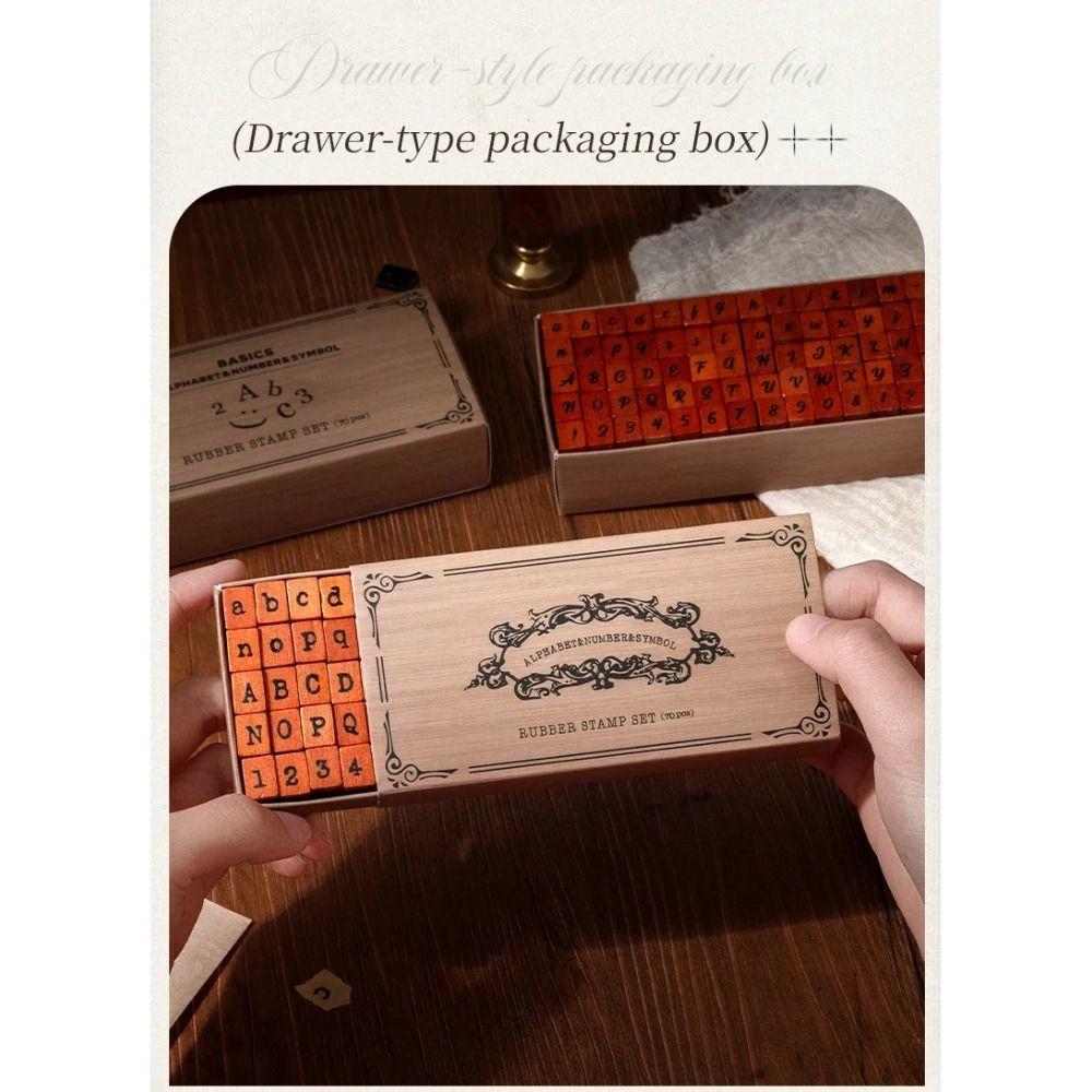 70 Pcs New Wooden Handle Wooden Rubber Stamp Set Standard Size Crafting Number Stamp Set Rubber Stamp Durable DIY Stamp Set