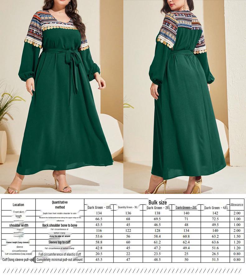 Plus Size Women's Printed Commuter Fashion Dress for Spring & Autumn