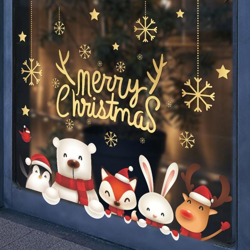 Christmas Window Stickers Santa Claus Stickers Merry Christmas Decoration for Home Gift