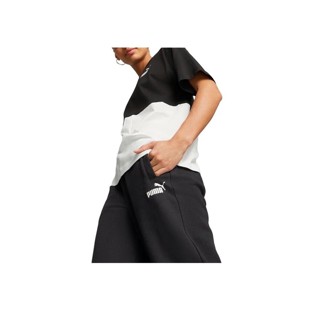 Puma Basic Series Comfortable Soft Logo Letter Print Knitted Sports Pants Women Pants Black 680273-01