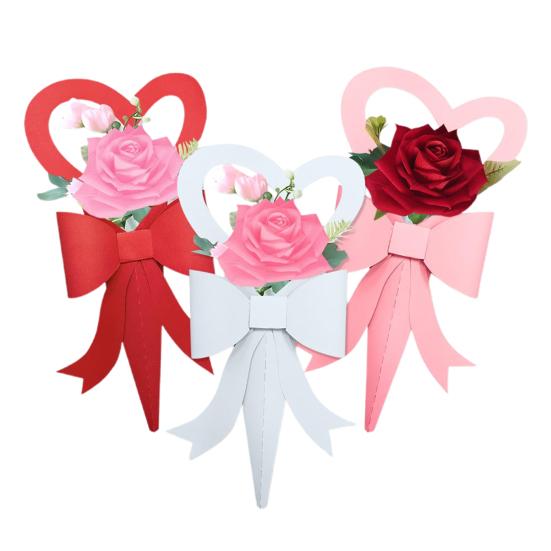 6 Pcs Single Flower Sleeves Paper Love Heart Floral Gift Flower Bouquet Wrapping Box