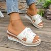 Mode 2025 Sommer neue lässige, leichte und strapazierfähige Schnür-Dekor Keilabsatz Fischmaul Römersandalen
