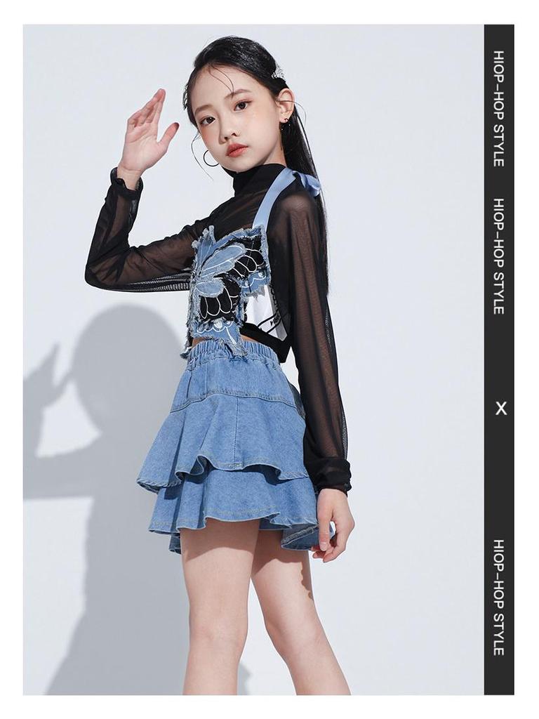 Girls' Japanese Street Dance Jazz Costume - Children's Hip-Hop Performance Outfit