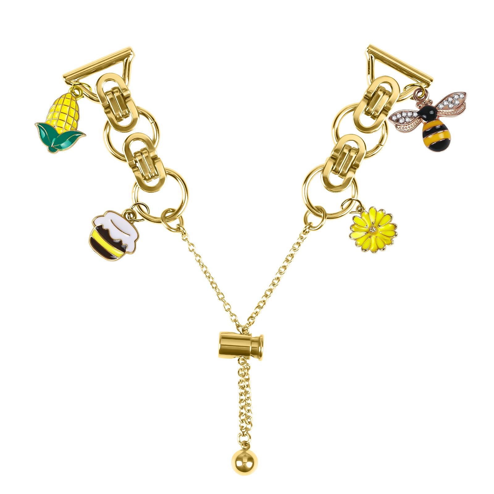 

For Garmin Approach S40/Forerunner 158 Electroplated Metal Alloy Band Single Loop Chain Bracelet Strap Gold