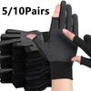 Men's and Women's Anti Slip Work Gloves Motorcycle Riding Sports Gloves Lightweight Breathable Exposed Two Finger Gloves