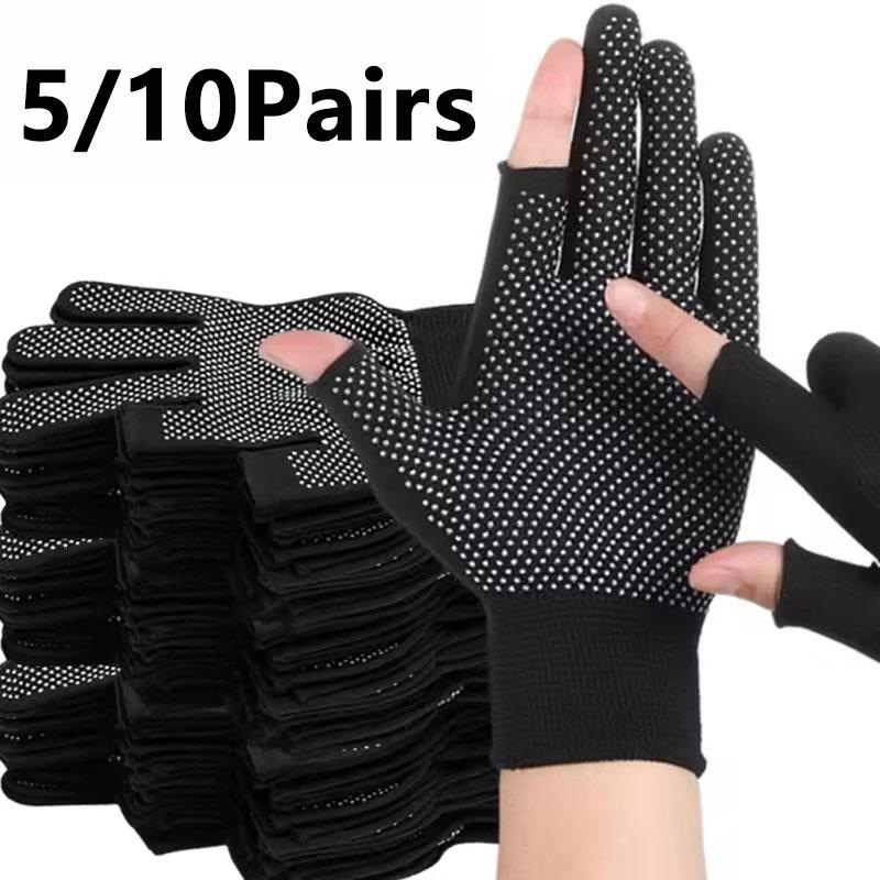 Men's and Women's Anti Slip Work Gloves Motorcycle Riding Sports Gloves Lightweight Breathable Exposed Two Finger Gloves