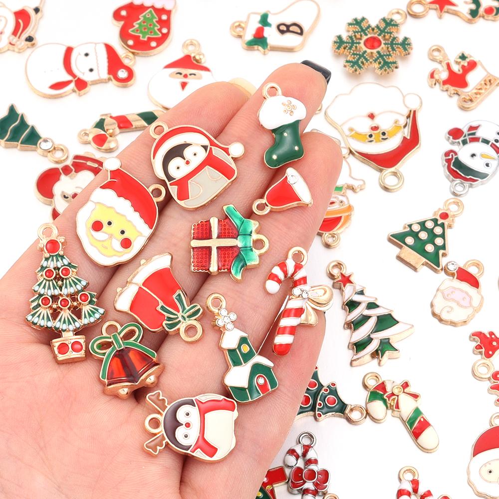 

Подвеска из сплава на Рождество, разноцветные капающие масляные подвески-шармы для самостоятельного изготовления ювелирных изделий, аксессуары для рождественской серии