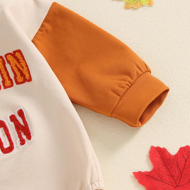 Newborn Baby Girl Boy Autumn Romper Baby Letter Pumpkin Embroidery Rompers Baby Sweatshirt Jumpsuits