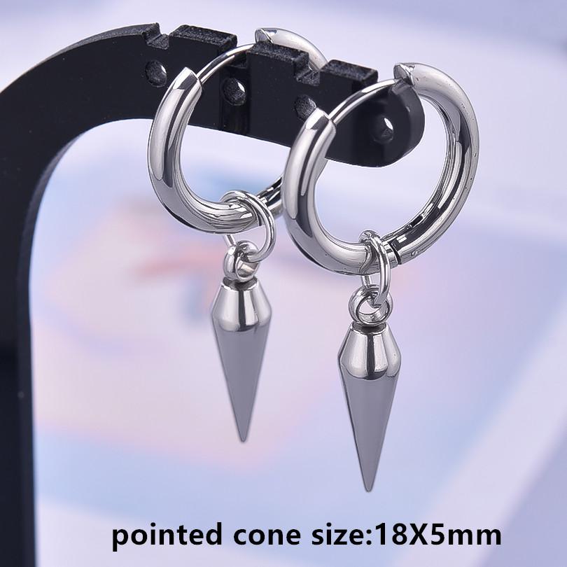 Nicht verblassend Unterschiedliche Länge Spitzkegel Hängeohrringe Edelstahl Runde Creolen für Damen Herren Schmuck Ohrpiercing Geschenk