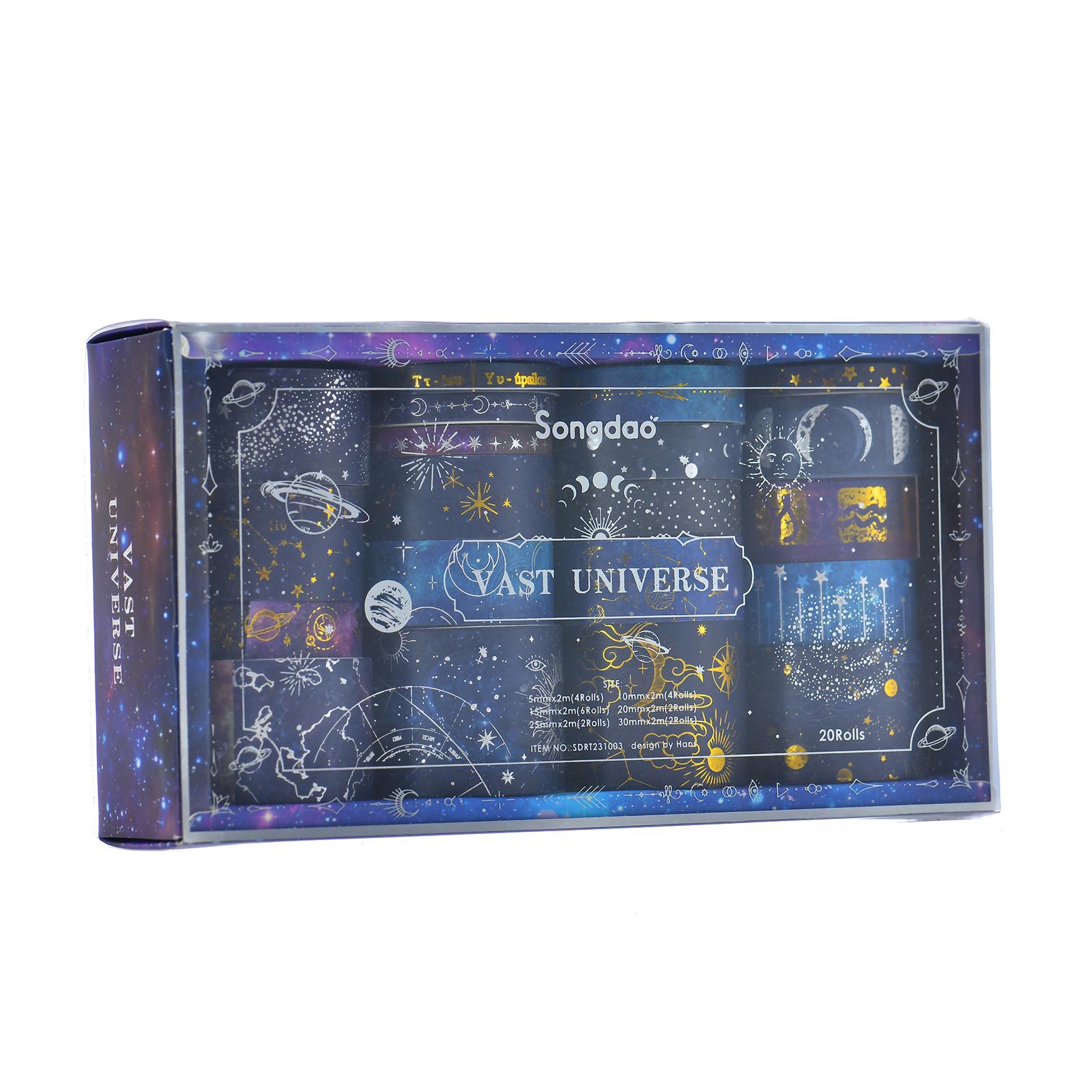 

20 рулонов Vast Universe, набор лент Васи, Galaxy Star Moon, цвета: золотистый, серебряный, клейкие клейкие ленты для штамповки, декоративные наклейки