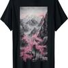Japan Sakura Garden Mountains And Cherry Blossoms Woodblock T-Shirt(43)