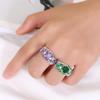 Luxury Pure Copper Ring with Colorful Zircon for Women - Fashionable European & American Style