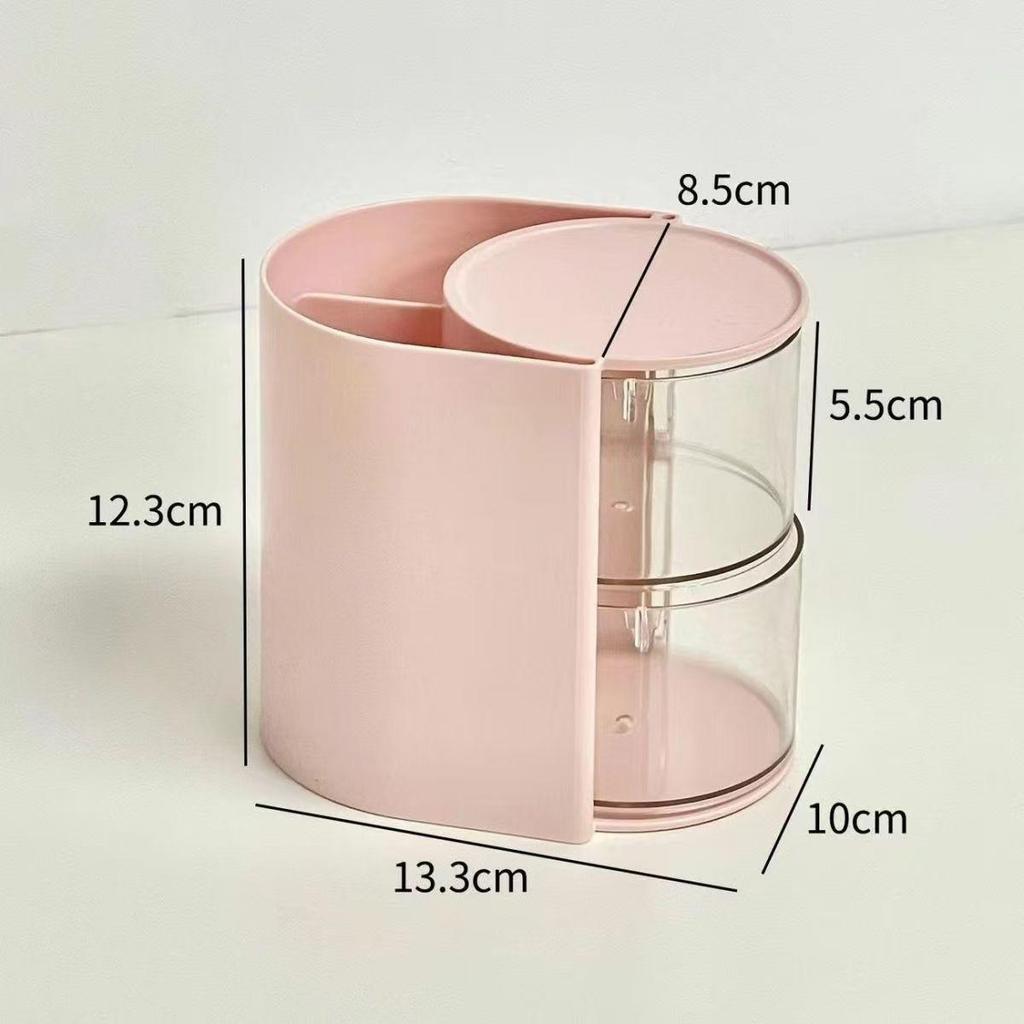 Rotating Dustproof Cosmetic Storage Box - Desktop Organizer for Puff, Lipstick, and More