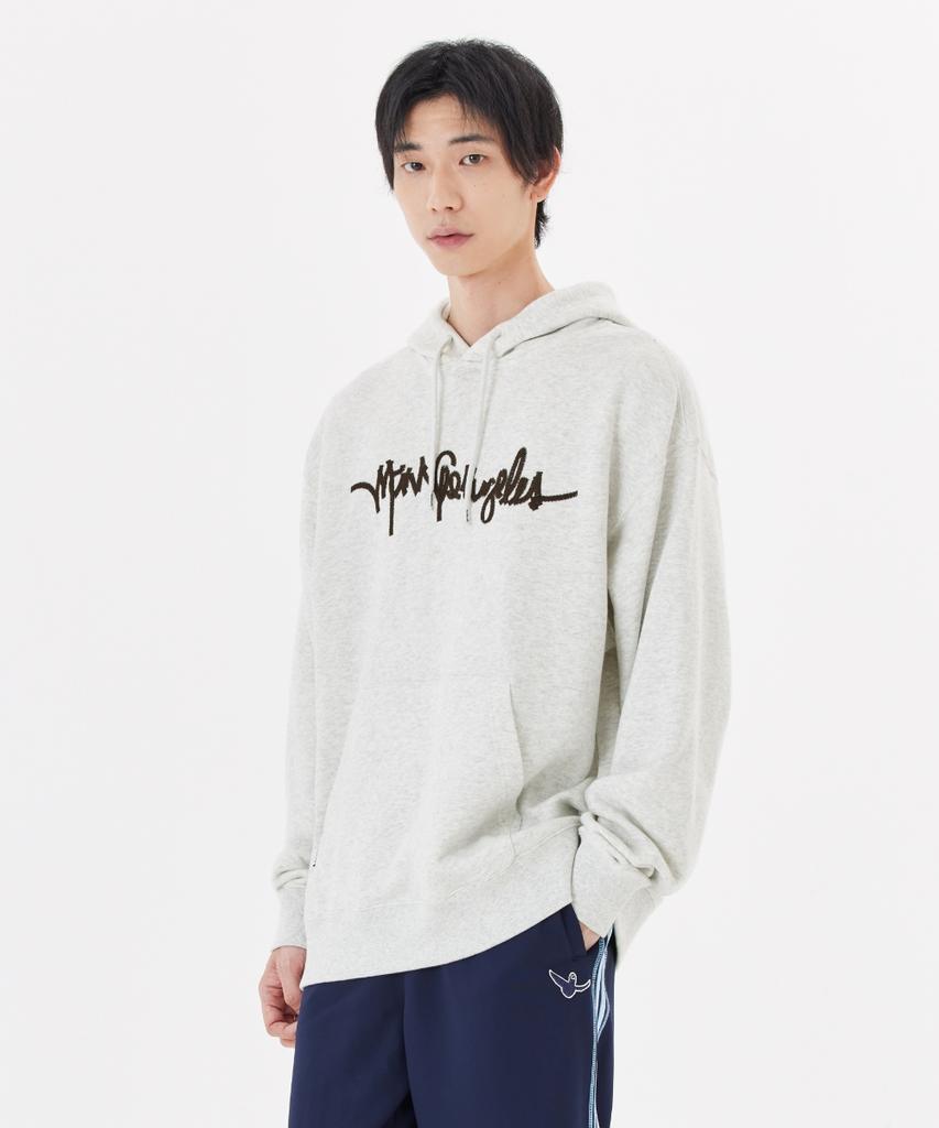 Sign Logo Zigzag Embroidery Sweat Hoodie - M/Oatmeal