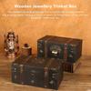 3pcs With Lock Wooden Storage Box Retro Decorative Storage Box Jewelry Trinket Box  For Jewelry