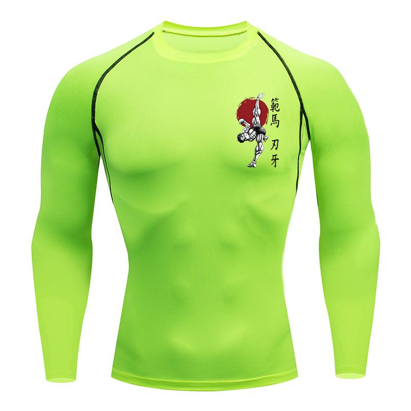 Baki Print Compression Shirts for Men Athletic Quick Dry Tshirts Tees Tops Gym Workout Fitness Undershirts Baselayers Rash Guard