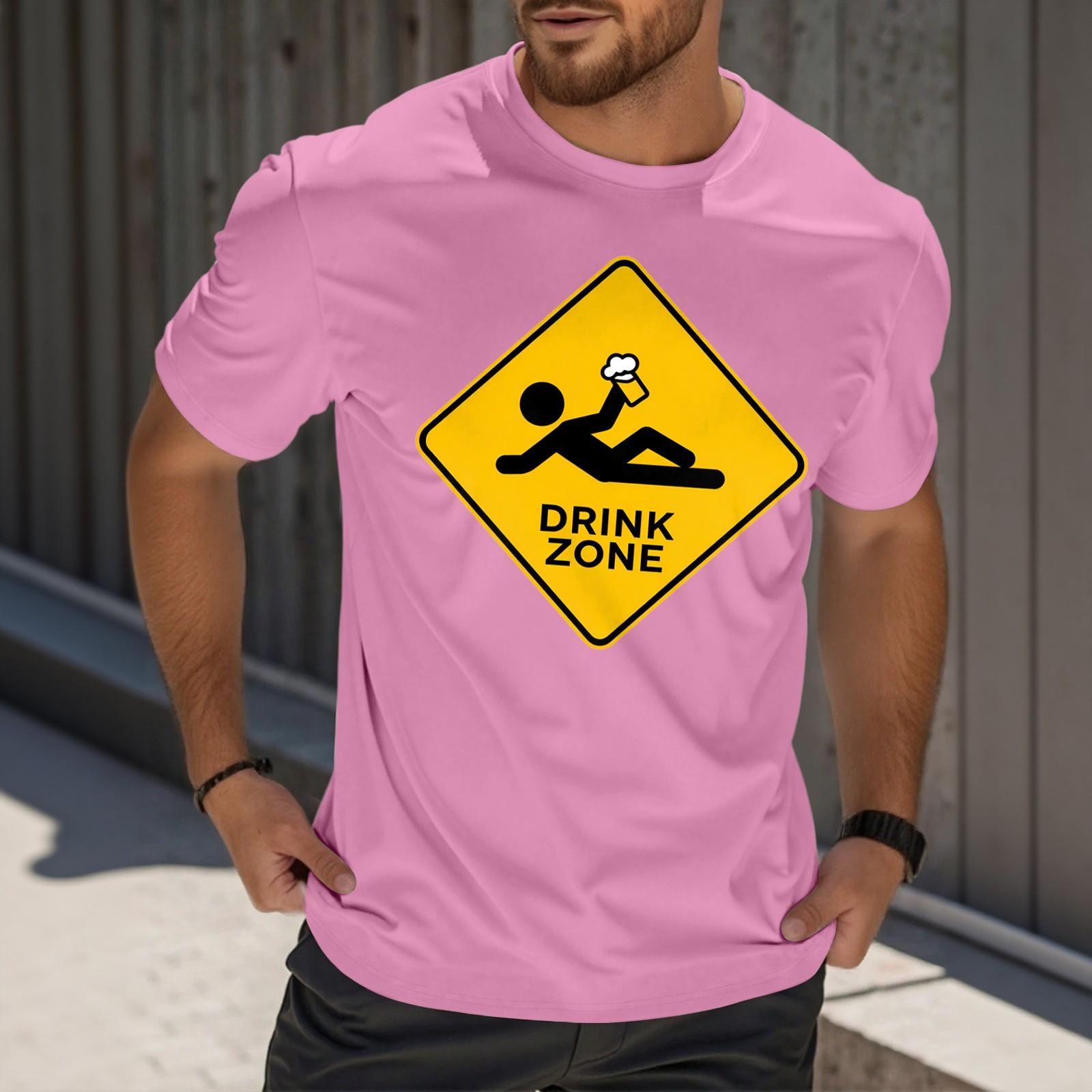 

Мужская повседневная футболка с круглым вырезом и короткими рукавами с принтом XL розовый