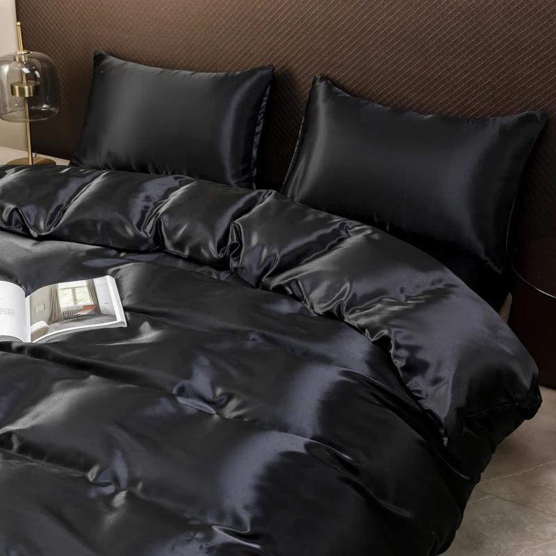 4 PC Summer Bedding Duvet Cover Set Soft Silky Textured Comforter Cover Luxury Bedding Sets King Bed Sets