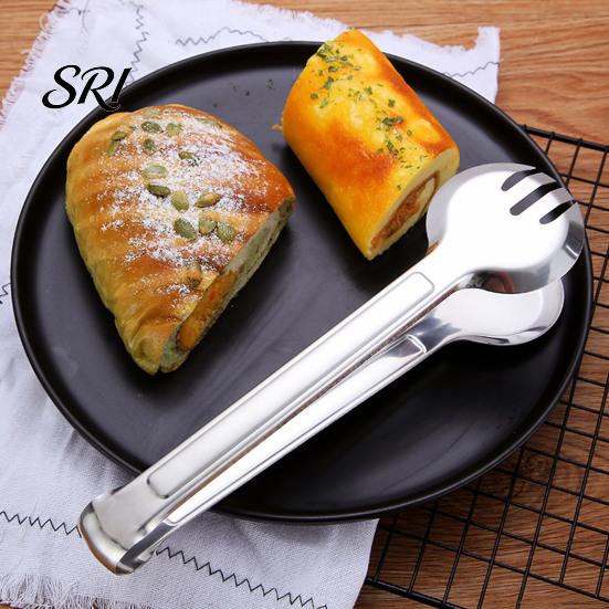 Hollow Design Food Clip Stainless Steel Serving Tongs U-Shaped Non-Slip Kitchen Chuck Oil Draining for BBQ Baking Buffet Cooking