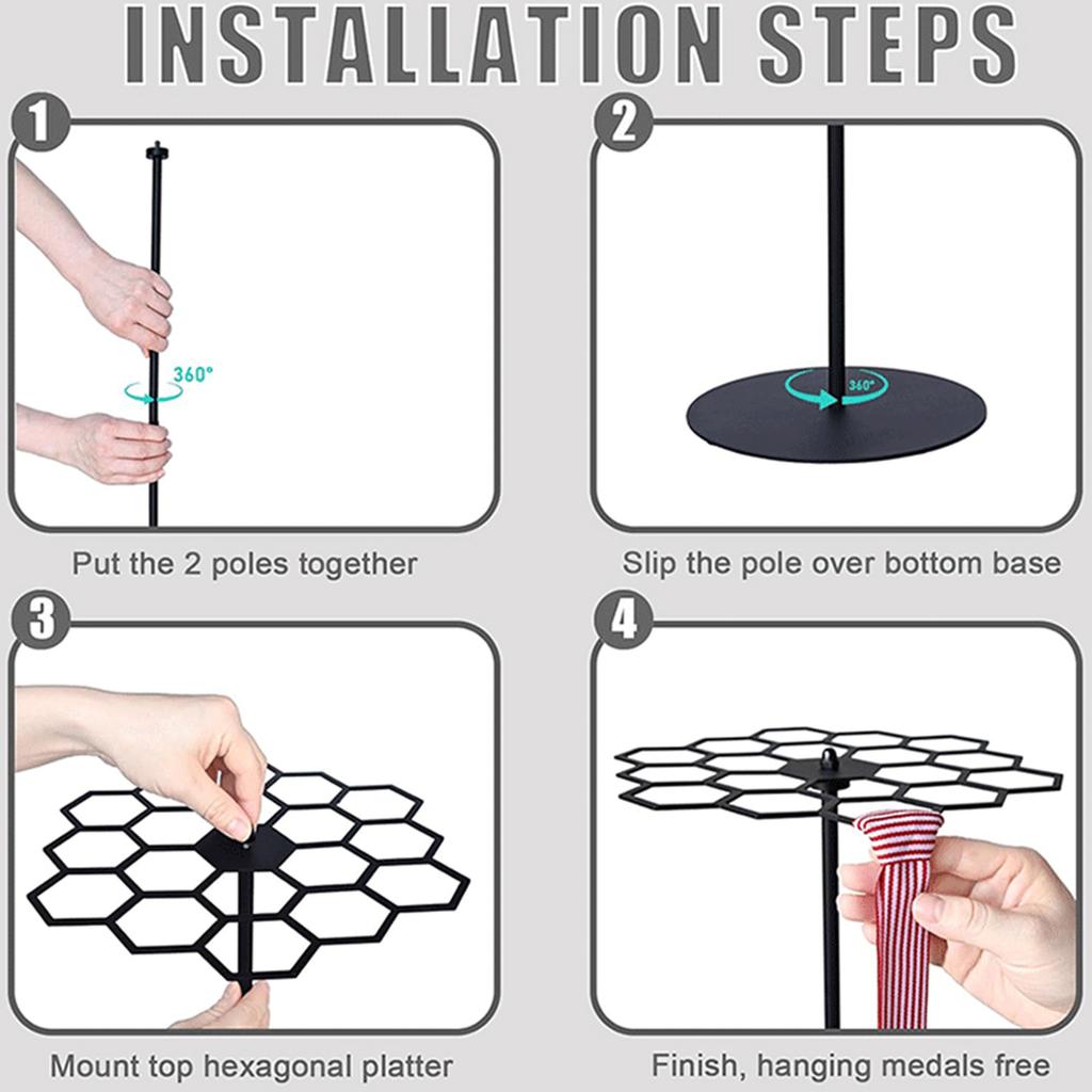 Roterende medaljehenger utstillingsstativ Metallholder Roterende medaljeholder Medaljeorganisatorer Egnet for hjem eller kontor