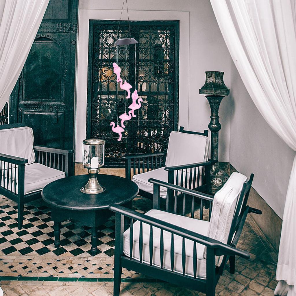 Flamingo Decorative Lights Hanging Wind & Garden Decors Solar Ornaments Outdoor Lantern Chimes