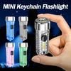МИНИ-брелок-фонарик, аккумуляторная лампа, аварийное освещение с разноцветными боковыми огнями, 7 режимов освещения для кемпинга, дома