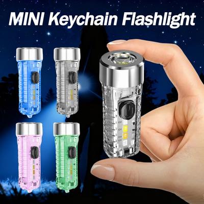 MINI Keychain Latarka Akumulator Światło awaryjne z wielokolorowymi światłami bocznymi 7 trybów oświetlenia na kemping, w domu