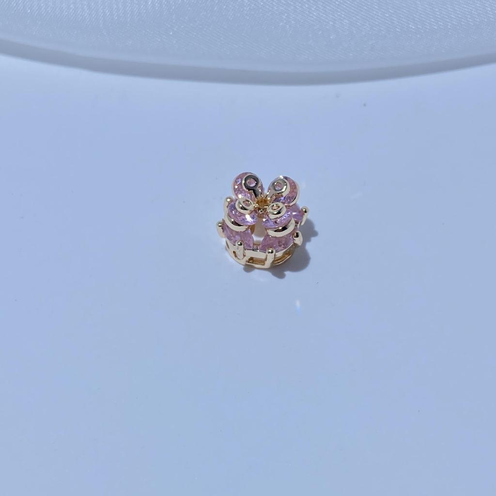 14K Gold-Plated Clover Zircon Spacer Bead Pendant for DIY Jewelry