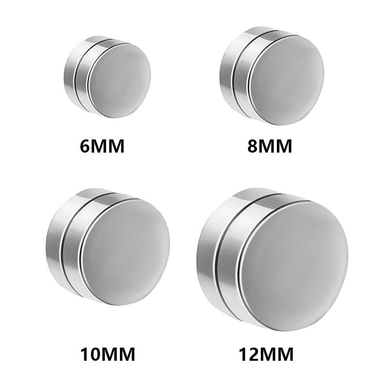 6mm/8mm/10mm/12mm Cerchio Rotondo Senza Foratura Forte Magnete Magnetico Orecchino a Clip da Uomo Orecchini Senza Foratura Orecchini Finti Gioielli