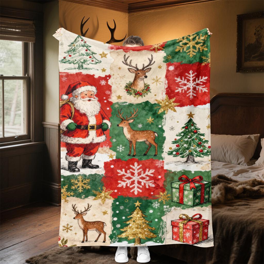 Christmas Plush Blanket Soft Comfortable All Seasons Perfect Sofa Office Naps Outdoor Travel Makes Great Gift