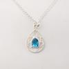 Swiss Blue Topaz Gemstone 925 Sterling Silver Jewelry Statement Designer Pendant 1.40" For Her PP-19-8