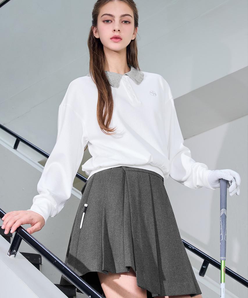 XEXYMIX Asymmetrical Pleated Wrap Skirt Xfk3Rk1206