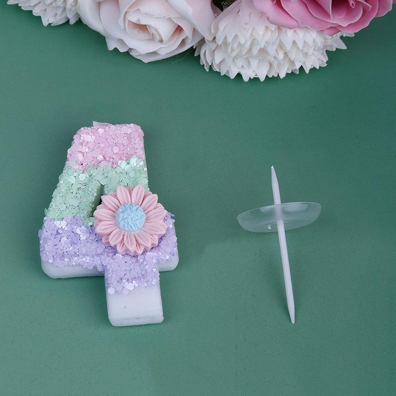 1pc Daisy Digital Birthday Candle Cute Pink Cake Topper Number 0-9 Candles Glitter Black Crown Candles Baby Show Kids Birthday